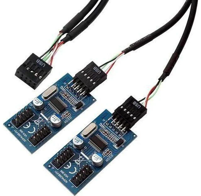 Alt view image 3 of 4 - 30CM Internal USB2.0 9Pin Header Splitter Cable, 1-to-4 Hub Adapter (1 Male to 2 Male Mainboard USB 2.0 Header Extension Cord)
