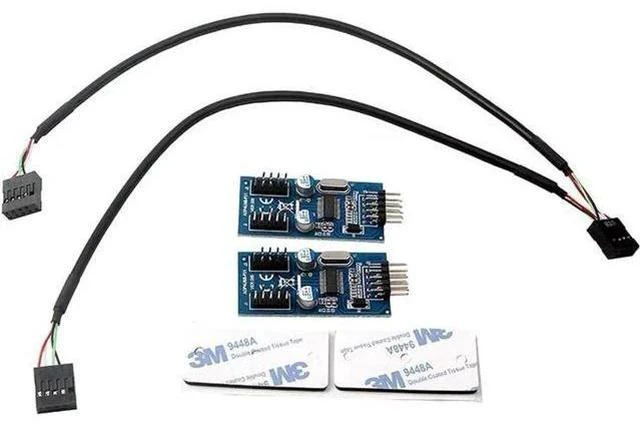 Main image of 30CM Internal USB2.0 9Pin Header Splitter Cable, 1-to-4 Hub Adapter (1 Male to 2 Male Mainboard USB 2.0 Header Extension Cord)