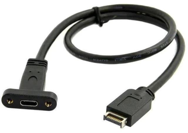 Main image of 40cm Type-E Key-A Header to Panel Mount USB-C Female Extension Cable | USB3.2 Gen2 10Gbps Front Panel Adapter Cord