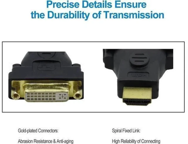 Alt view image 6 of 7 - 3-Pack Bi-Directional HDMI Male to DVI Female Adapter, Supports 1080P & 3D, HDMI DVI Converter Compatible with Apple TV, HDTV, Xbox 360, PS4, PS3, Nintendo Switch, Plasma TV, DVD Player