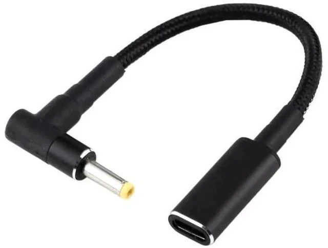 Alt view image 2 of 5 - 90 Degree Elbow 4.0 x 1.7mm DC Male to USB-C Female Nylon Braided Power Adapter Cable, PD Charging Converter Cord