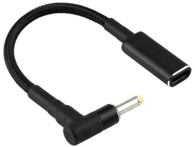 Alt view image 3 of 5 - 90 Degree Elbow 4.0 x 1.7mm DC Male to USB-C Female Nylon Braided Power Adapter Cable, PD Charging Converter Cord