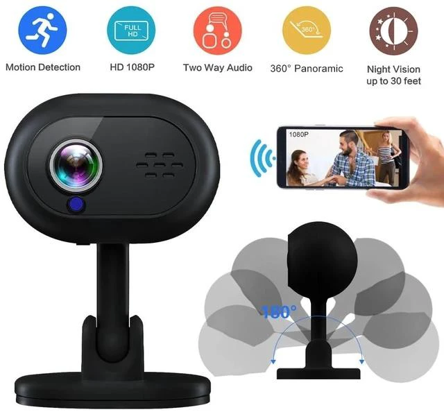 Alt view image 2 of 7 - A4 HD Home Security Camera Wireless WiFi Pan/Tilt, Two-Way Audio, Night Vision, Baby Monitor, Smart Pet/Home Surveillance - black