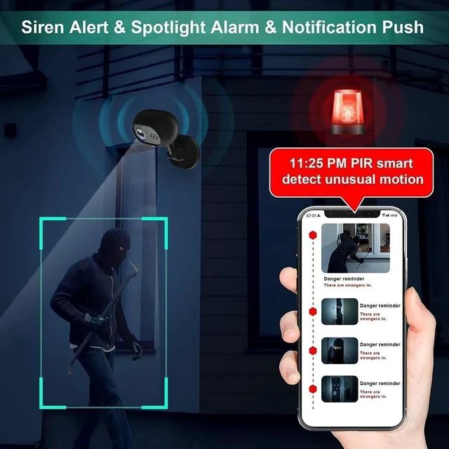 Alt view image 4 of 7 - A4 HD Home Security Camera Wireless WiFi Pan/Tilt, Two-Way Audio, Night Vision, Baby Monitor, Smart Pet/Home Surveillance - black