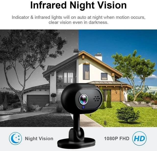 Alt view image 5 of 7 - A4 HD Home Security Camera Wireless WiFi Pan/Tilt, Two-Way Audio, Night Vision, Baby Monitor, Smart Pet/Home Surveillance - black
