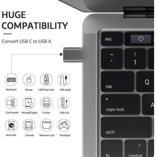 Alt view image 4 of 7 - 4 Pack 10Gbps Upgrade USB C Male to USB A Female OTG Adapter, Thunderbolt 3/4 Type-C to USB 3.0 Converter Space Grey Compatible with MacBook Pro Air iPad iMac All USB-C Devices