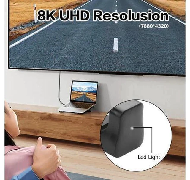Alt view image 4 of 6 - 2 Pack 180 Degree U-Shaped HDMI 2.1 Adapter with LED Indicator, 48Gbps 8K Male to Female HDMI Extender (Up & Down Angle) for HDTV Laptops Monitors Gaming Consoles