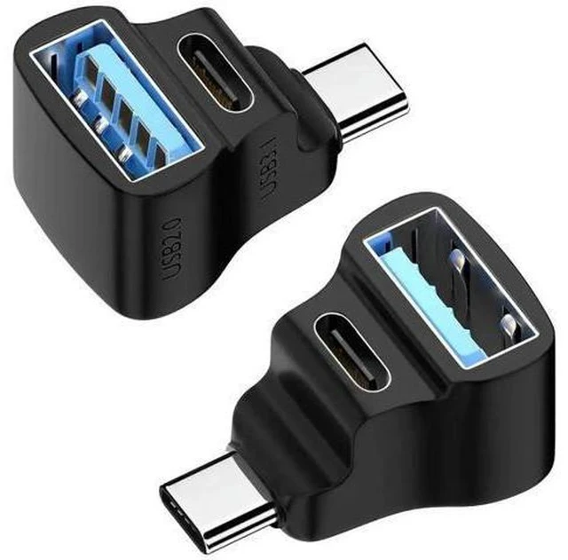 Alt view image 3 of 3 - 180 Degree 1 to 2 USB C Splitter Adapter, USB-C Male to USB-C + USB-A Female Dongle 20Gbps 8K@60Hz Video OTG Converter Compatible with Steam Deck, Switch, Laptop, Tablet, Phone