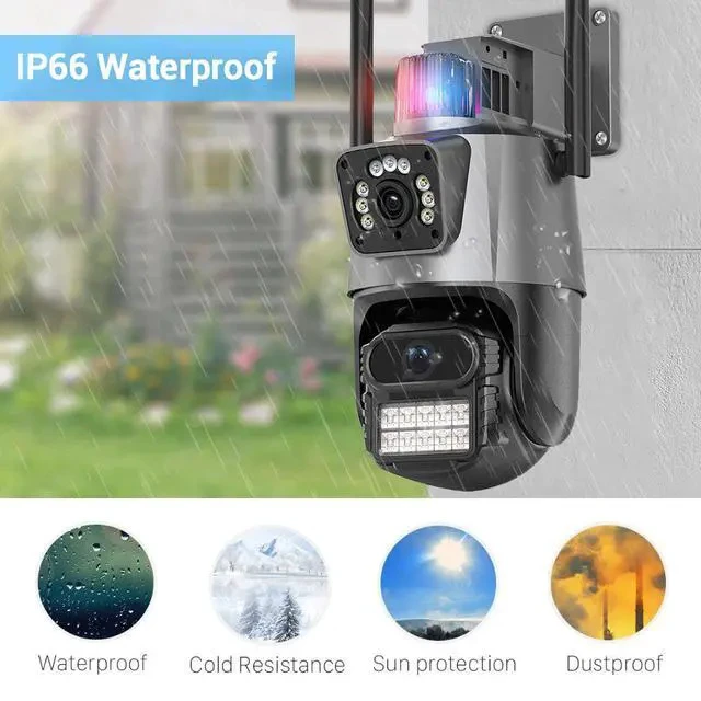 Alt view image 7 of 7 - P11 Dual-Lens PTZ & Fixed Security Camera 4MP Wireless WiFi Outdoor, Remote Viewing, Full-Color Night Vision, Two-Way Audio, US Plug