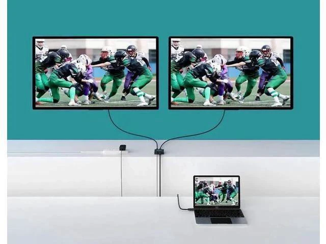 Alt view image 3 of 7 - MT-VIKI 1 in 2 Out Powered HDMI Splitter 1x2 with Power Adapter, 4K@30Hz Mirror Display Splitter for Dual Monitors, Compatible with PS4, Fire Stick, HDTV