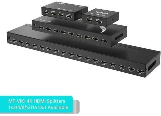 Alt view image 4 of 7 - MT-VIKI 1 in 2 Out Powered HDMI Splitter 1x2 with Power Adapter, 4K@30Hz Mirror Display Splitter for Dual Monitors, Compatible with PS4, Fire Stick, HDTV