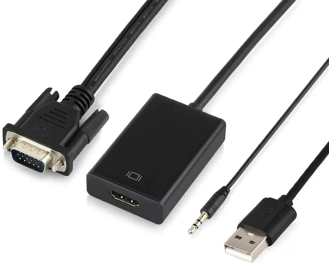 Alt view image 4 of 7 - VGA to HDMI Adapter with USB Audio & Power Male VGA to Female HDMI Converter, 1080p Video + Audio Sync, for PC/Laptop to HDTV/Projector - 25cm