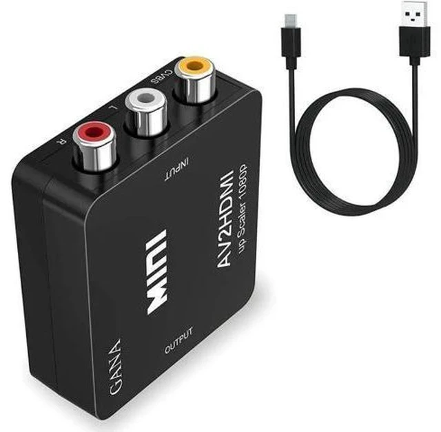 Alt view image 6 of 7 - Black Mini 1080P 3RCA CVBS AV to HDMI Converter Adapter, Analog to Digital Audio Video Converter Supports PAL/NTSC with USB Power Cable, for PC Laptop Xbox PS3 PS4 STB VHS VCR DVD