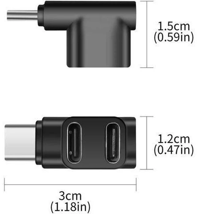 Alt view image 6 of 6 - 2-in-1 Dual USB C Splitter Adapter, 100W PD Fast Charge, USB3.1 Gen2 10Gbps Data, 4K@60Hz Video Output, Plug & Play Type-C Multiport Dongle for All Full-Function USB-C Devices