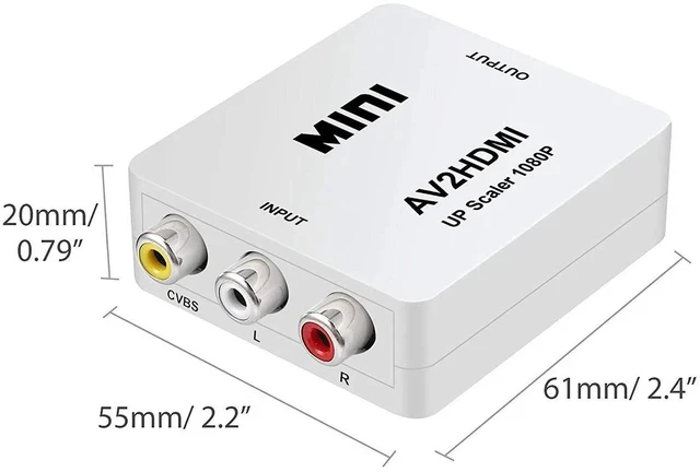 Alt view image 2 of 6 - AV to HDMI Video Converter 1080P 3-RCA Composite to HDMI Adapter for DVD / Game Console / Set-Top Box to HDTV / Monitor / Projector - white