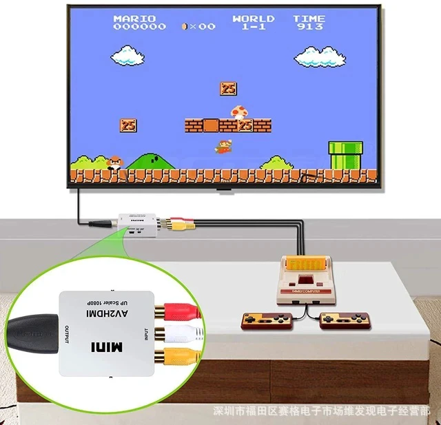 Alt view image 5 of 6 - AV to HDMI Video Converter 1080P 3-RCA Composite to HDMI Adapter for DVD / Game Console / Set-Top Box to HDTV / Monitor / Projector - white
