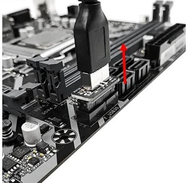 Alt view image 3 of 6 - Vertical Type-E Key-A to USB3.0 20Pin Mainboard Header Adapter, Internal Front Panel USB-C Port Converter
