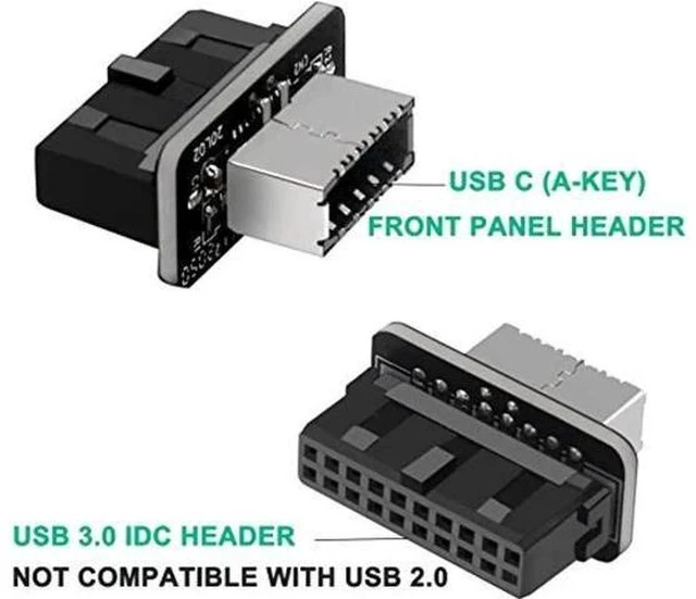 Alt view image 6 of 6 - Vertical Type-E Key-A to USB3.0 20Pin Mainboard Header Adapter, Internal Front Panel USB-C Port Converter