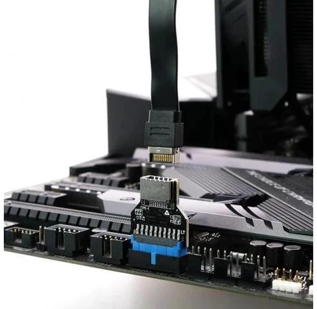 Alt view image 2 of 7 - 180 Degree 19-Pin USB 3.0 Header to 20-Pin Type-C A-Key Adapter, Internal Header Converter for PC Front Panel Type-E Port Extension