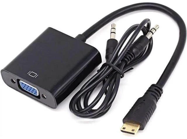 Main image of Active Mini HDMI to VGA Video Converter Adapter with 3.5mm Audio Jack & Built-in Cable, Compatible with Graphics Cards, Tablets, Cameras and Camcorders