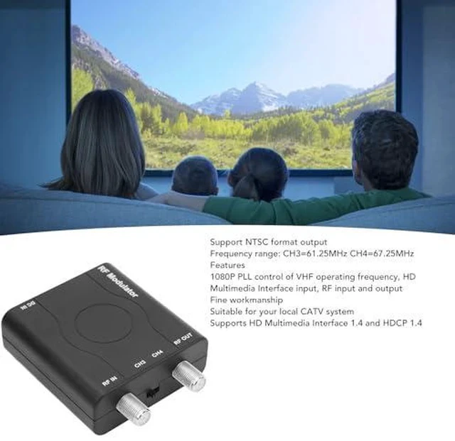 Alt view image 2 of 7 - HDMI RF Modulator Adapter, VHF RF Modulator HDMI Coaxial Converter, 1080P PLL Control of VHF Operating Frequency RFModulator for Home TV Game Console