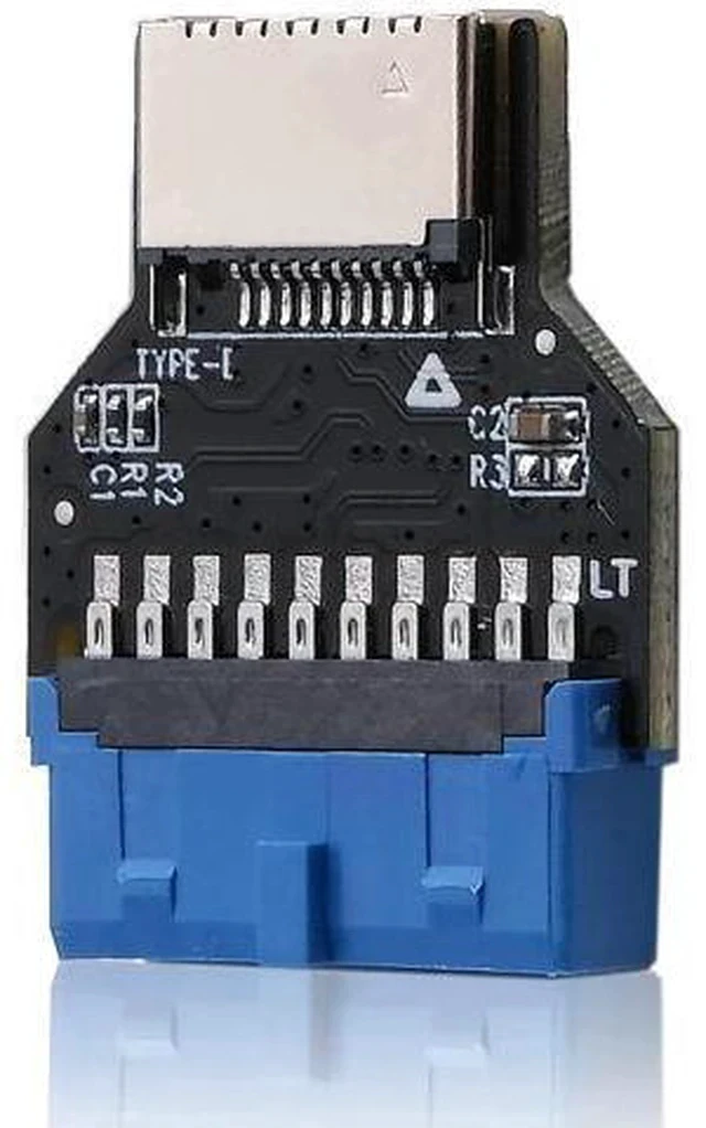 Alt view image 6 of 7 - 180 Degree 19-Pin USB 3.0 Header to 20-Pin Type-C A-Key Adapter, Internal Header Converter for PC Front Panel Type-E Port Extension