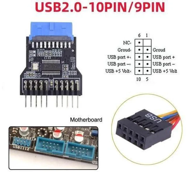 Alt view image 4 of 7 - Motherboard USB3.0 19Pin Header to Dual USB2.0 9Pin Female Splitter Cable, 1-to-2 Internal USB Port Multiplier Adapter