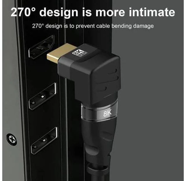 Alt view image 5 of 7 - 2-Pack HDMI 2.1 Right Angle Adapters (90° + 270°), Male to Female Gender Changer Supports 8K@60Hz, 4K@120Hz, HDR & eARC for HDTV, Laptops, PS4, PS5, Xbox