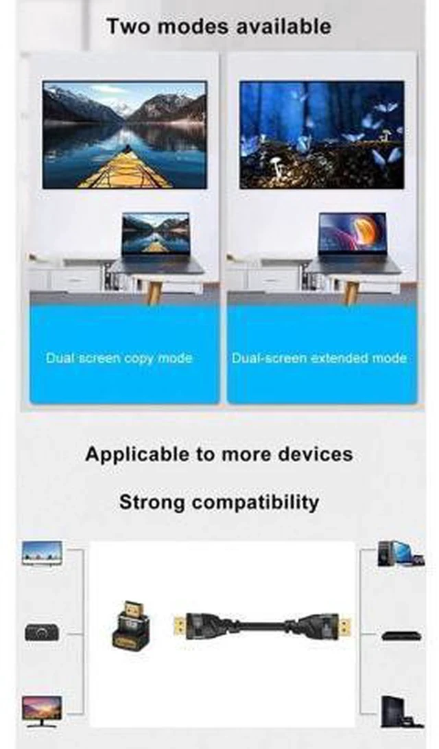 Alt view image 6 of 7 - 2-Pack HDMI 2.1 Right Angle Adapters (90° + 270°), Male to Female Gender Changer Supports 8K@60Hz, 4K@120Hz, HDR & eARC for HDTV, Laptops, PS4, PS5, Xbox
