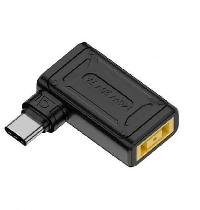 Main image of 90 Degree Angled Rectangle ThinkPad X1 DC Jack to USB-C Female Power Adapter, 100W 140W PD Fast Charging Converter for Laptops & Phones