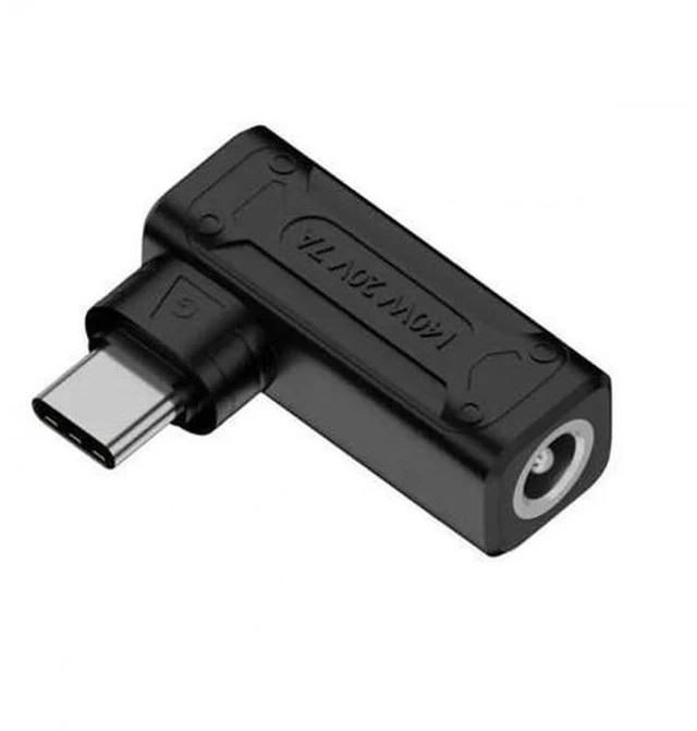Main image of 90 Degree Angled DC 5.5x2.1mm Male to USB-C Female Power Adapter, 100W 140W PD Fast Charging Converter for Laptops & Phones