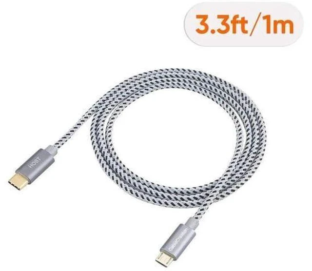 Alt view image 4 of 6 - 3.3FT/1M Braided USB-C to Micro USB OTG Cable, 480Mbps Charging & Data Cord for Laptops, Smartphones & Chargers