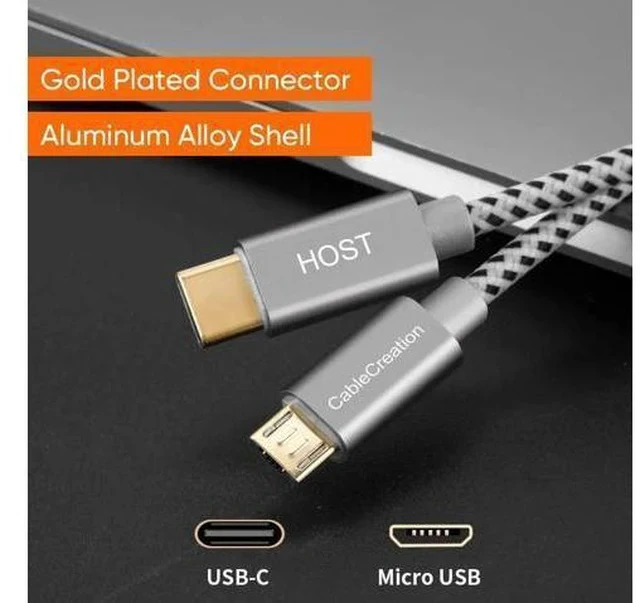Alt view image 5 of 6 - 3.3FT/1M Braided USB-C to Micro USB OTG Cable, 480Mbps Charging & Data Cord for Laptops, Smartphones & Chargers