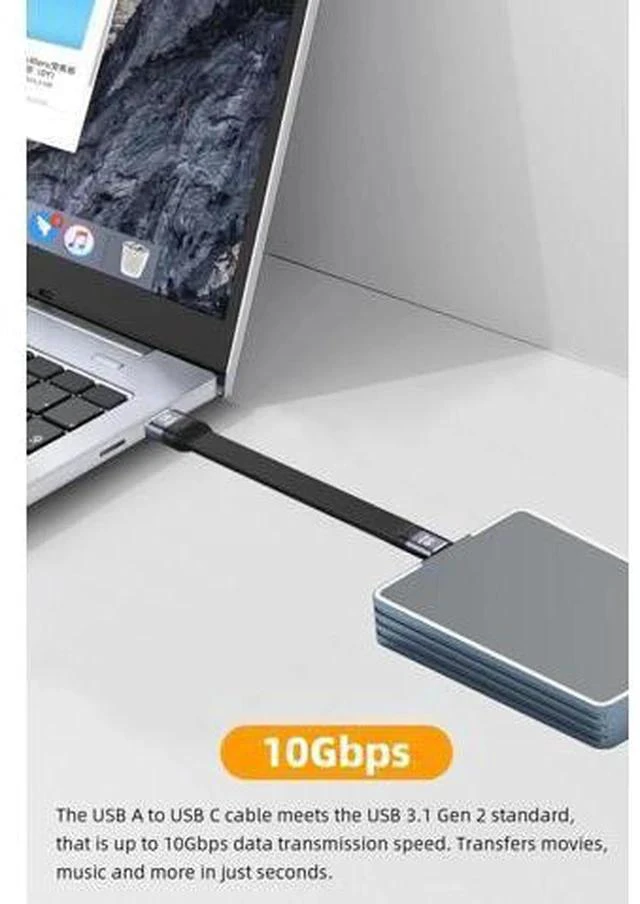 Alt view image 2 of 5 - 5.3 Inch Short USB A to USB C Cable, 60W Fast Charging 10Gbps Data Cord for Portable SSD, Power Bank, Android Auto, Laptop, Tablet & Phone