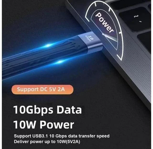 Alt view image 4 of 7 - 13cm Flat Slim FPC Cable, USB 3.1 Type C Female to USB 3.0 Type A Male, 10Gbps Data Transfer for Laptop Phone