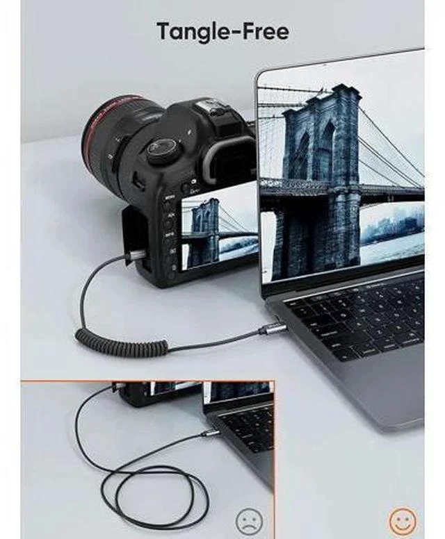 Alt view image 2 of 7 - 4FT/1.2M Coiled USB-C to Micro USB OTG Cable, 480Mbps Charging & Data Cord, Black
