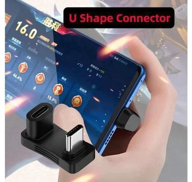 Alt view image 4 of 7 - U-Shaped Right Angle USB 3.0 Type-C Male to Female Adapter, 10Gbps Data Video Power Converter Back Angled Connector for Steam Deck Phones Laptops