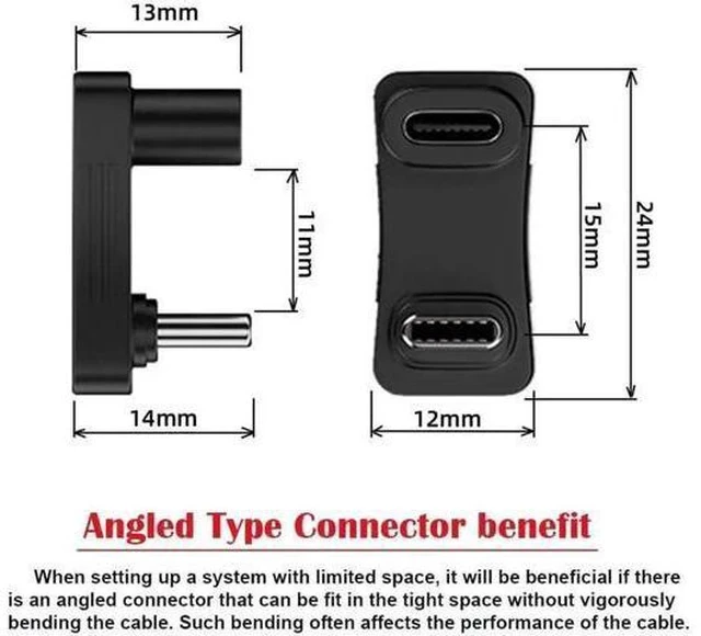 Alt view image 7 of 7 - U-Shaped Right Angle USB 3.0 Type-C Male to Female Adapter, 10Gbps Data Video Power Converter Back Angled Connector for Steam Deck Phones Laptops