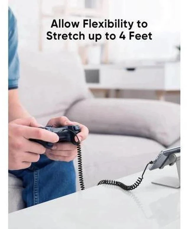 Alt view image 4 of 7 - 4FT/1.2M Coiled USB-C to Micro USB OTG Cable, 480Mbps Charging & Data Cord, Black