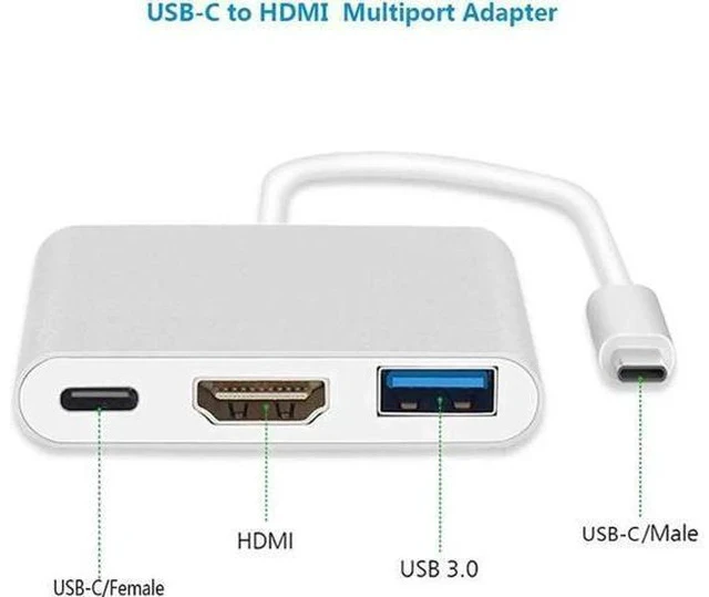 Alt view image 3 of 5 - USB-C Multiport Adapter with DP Alt Mode, USB Type-C to 4K HDMI + USB 3.0 + USB-C PD 20V 5A Charging Port Converter, Compatible with MacBook, Chromebook, Galaxy S8/S9, Yoga 900, XPS 13