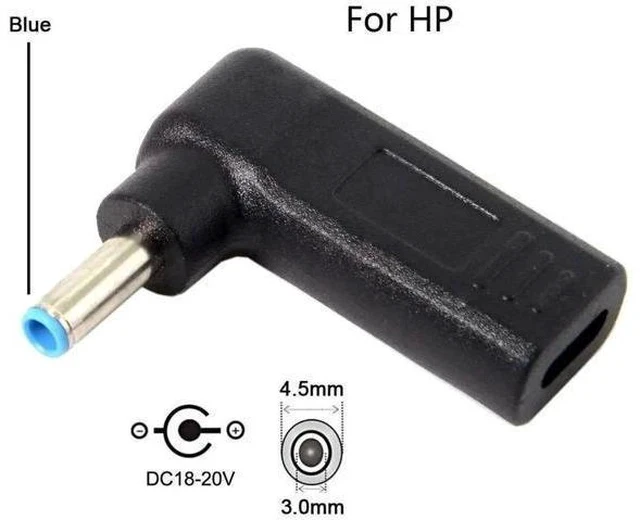 Alt view image 2 of 5 - USB 3.1 Type-C to DC 4.5x3.0mm Adapter, 90 Degree Angled PD Emulator Trigger for HP Dell Laptop Charging