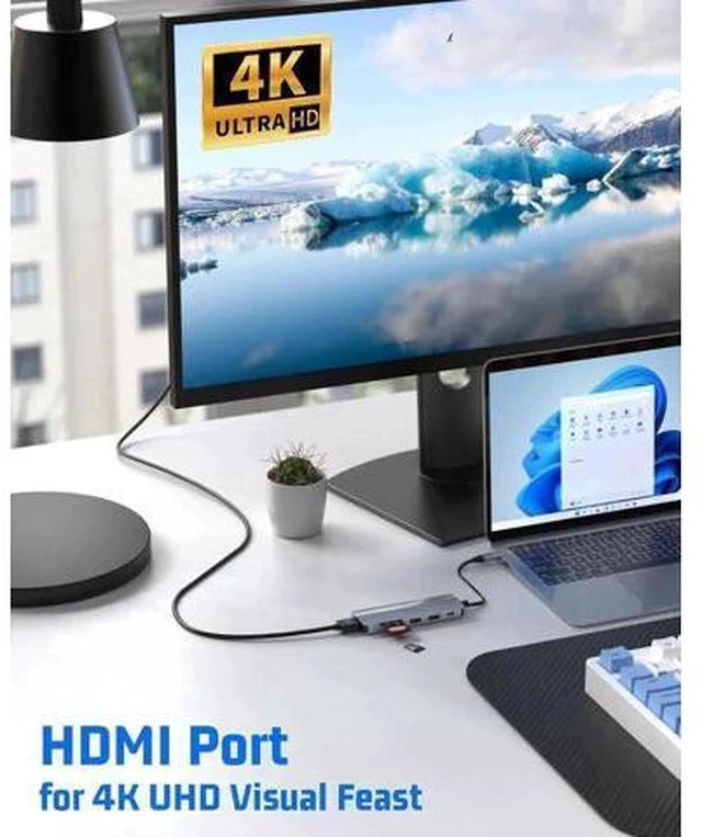 Alt view image 5 of 7 - 6-in-1 USB C Multiport Hub Adapter, 4K HDMI Output, 100W PD Charging, USB3.0, USB2.0, SD & TF Card Reader, Portable Type-C Splitter Compatible with MacBook Air/Pro M1/M2, Surface Go & All USB-C Laptop