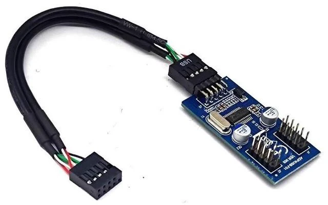 Main image of USB 2.0 9-Pin 1-to-2 Header Splitter Motherboard USB Internal Adapter, 1 x 9-Pin Female to Dual 9-Pin Female, DuPont USB Expansion Cable