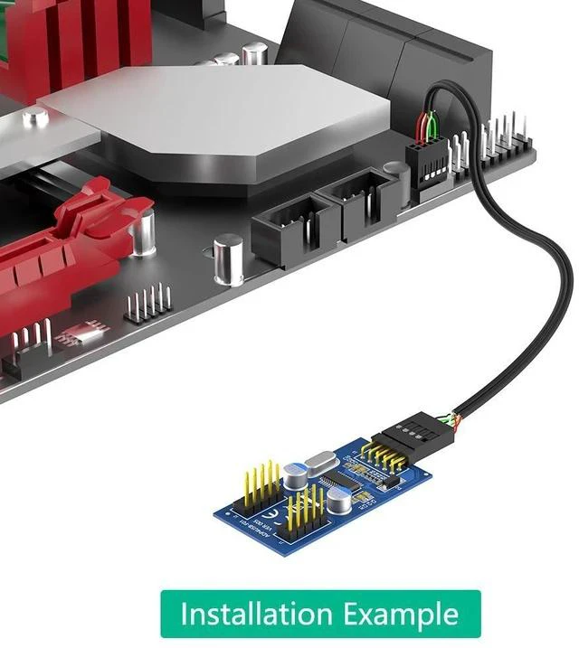 Alt view image 6 of 6 - USB 2.0 9-Pin 1-to-2 Header Splitter Motherboard USB Internal Adapter, 1 x 9-Pin Female to Dual 9-Pin Female, DuPont USB Expansion Cable