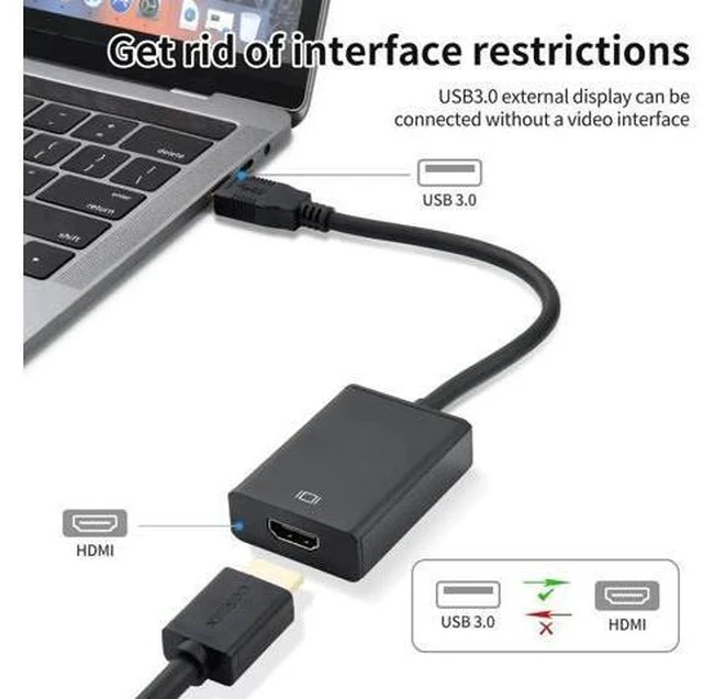 Alt view image 5 of 7 - USB 3.0/2.0 to HDMI Adapter, 1080P Full HD Video Audio Converter, External Video Display Adapter for Desktop PC Monitor TV, Compatible with Windows XP/7/8/8.1/10