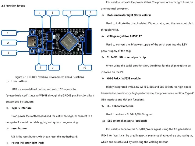 Alt view image 4 of 6 - HopeRun HH-D01 Development Board, HiSilicon NearLink WS63 Core, 2.4G WiFi + BLE + SLE, Supports OpenHarmony (1 PCS)