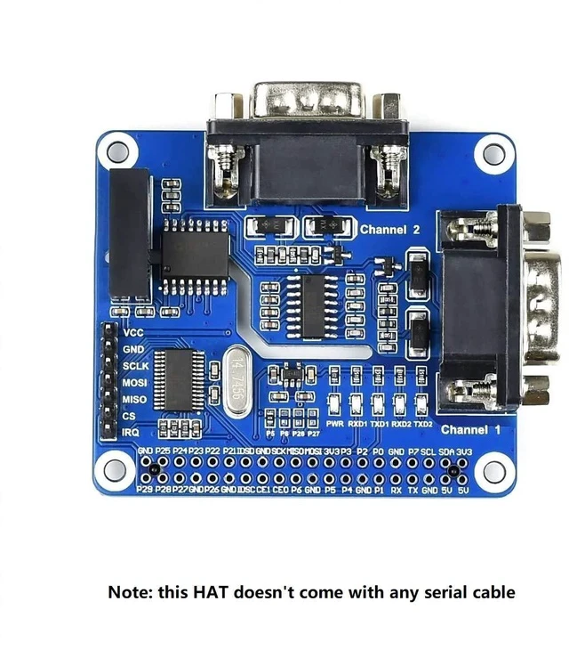 Alt view image 3 of 7 - 2-Channel Isolated RS232 Expansion HAT for Raspberry Pi Model 4 B/3B+/3B/2B/B+/A+/Zero/Zero W Adopts SC16IS752+SP3232 Combination, Converts SPI to RS232, Data Rate up to 921600bps
