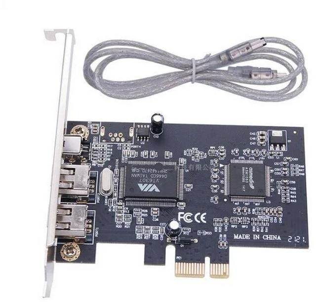 Main image of PCI-E 1394 FireWire Video Capture Card 3-Port DV Camera Adapter, PCIe 1X Interface, IEEE 1394a, Plug & Play (No Driver Required)