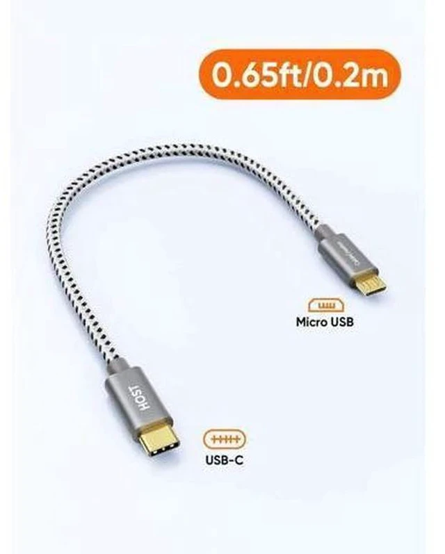 Alt view image 3 of 7 - 0.2M/0.65FT Braided USB-C to Micro USB OTG Cable, 480Mbps Short Cord for Chargers, Phones & Laptops