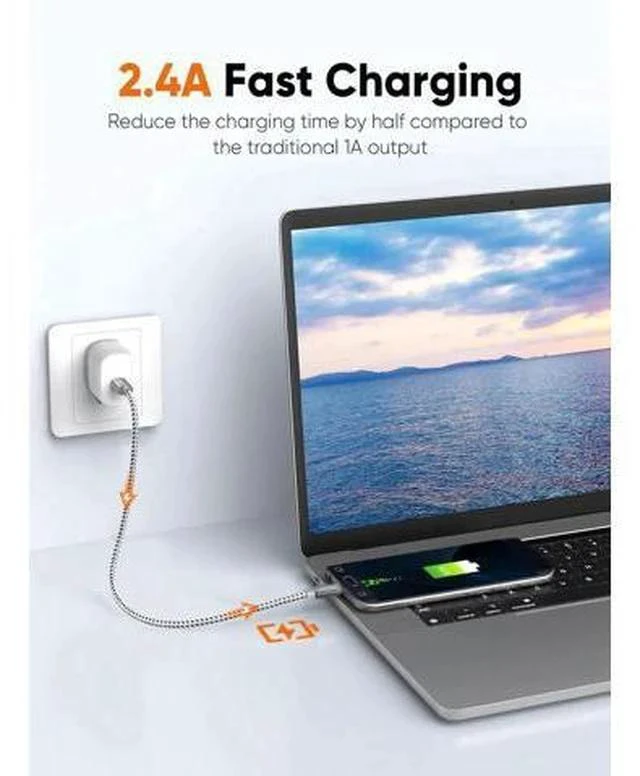Alt view image 6 of 7 - 0.2M/0.65FT Braided USB-C to Micro USB OTG Cable, 480Mbps Short Cord for Chargers, Phones & Laptops